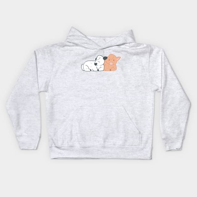 Adorable Fluffy Baby Highland Cows Drawing Kids Hoodie by MariOyama